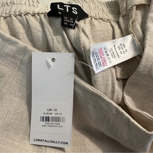 New LONG TALL SALLY Linen Blends Wide Leg Pants Natural Tan Beige High Rise NWT - Picture 9 of 11